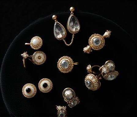 Pendientes y anillos de estilo art deco con ónix